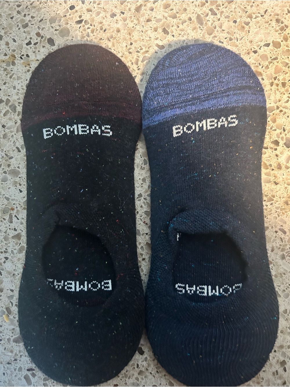 Bombas Women’s No-Show Socks- Speckled Nep Base with Contrast Toe